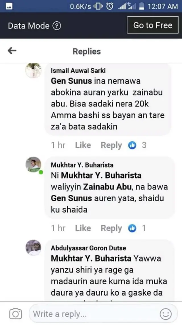 Screenshot of di witnesses as dem dey negotiate di marriage process