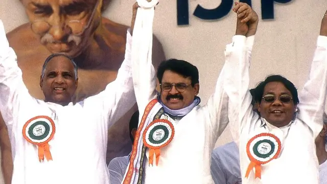 पक्षस्थापनेवेळी शरद पवार, तारीक अन्वर, पी.ए. संगमा