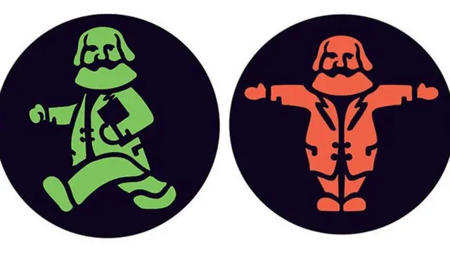 网络图片。马克思的故乡安装的信号灯