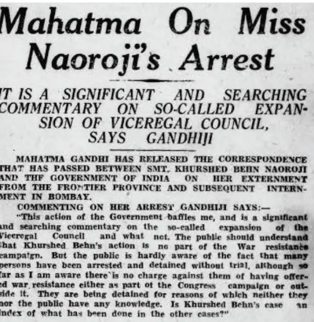குர்ஷத்பென் நவ்ரோஜி நடத்தப்படுவது குறித்து காந்தியின் விமர்சனம்