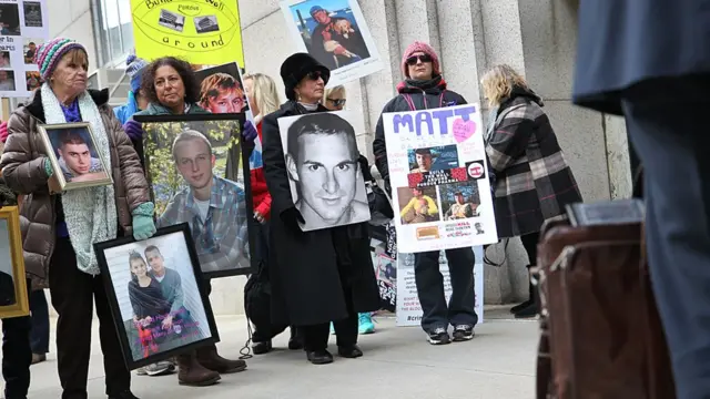 Protesta contra Purdue Pharma en enero de 2019