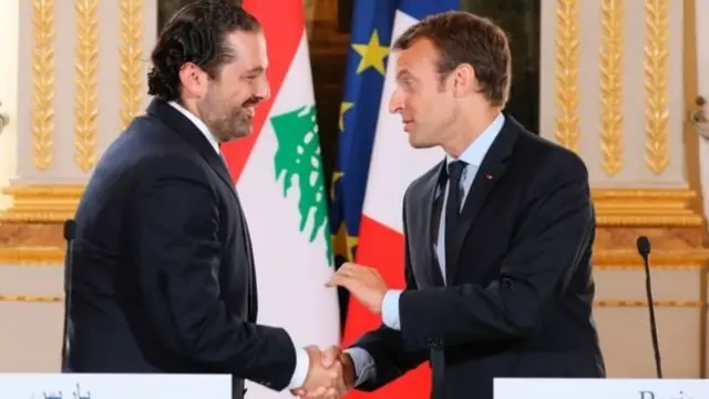 பிரான்ஸ் அதிபர் எம்மானுவேல் மக்ரோங்குடன் சாத் ஹரிரி