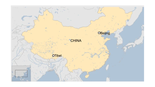 Map showing Tibet