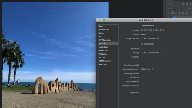 Метадані знімка в програмі Adobe Photoshop