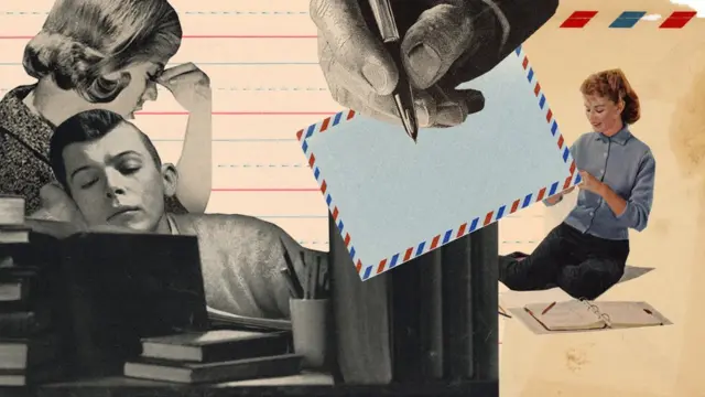 Three people reading letters