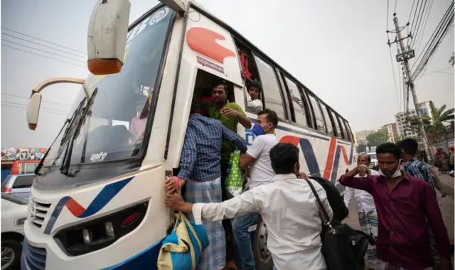Bus commute in Bangladesh
