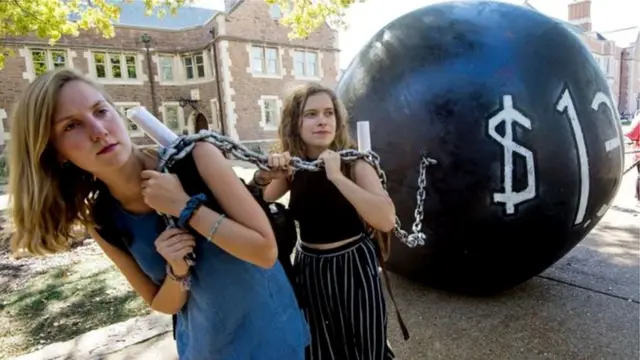 Mulheres carregando bola que representa dívida