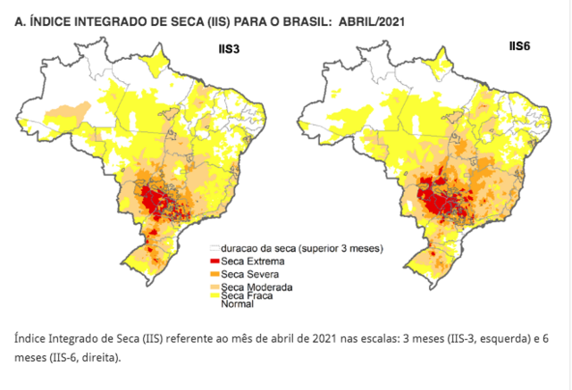 Mapas do relatório do Cemaden mostram região Centro-Sul do país com sexta extrema