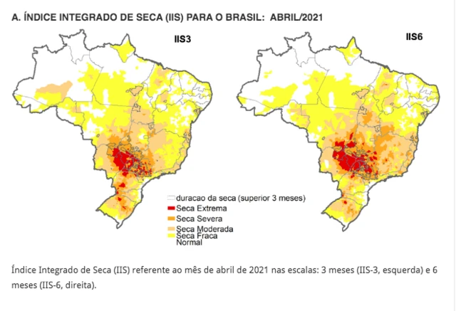 Mapas do relatório do Cemaden mostram região Centro-Sul do país com sexta extrema