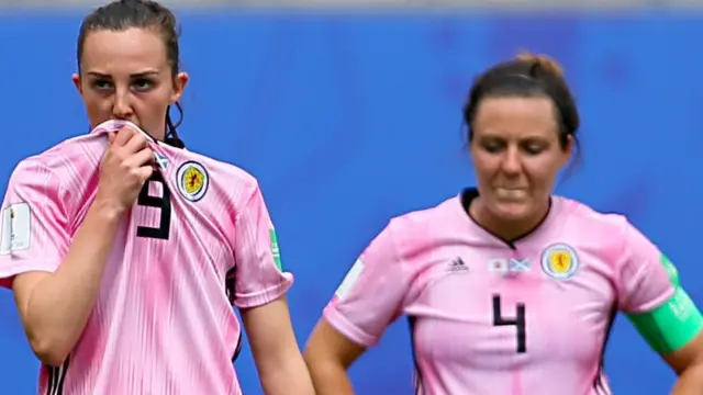 Scotland's Caroline Weir and Rachel Corsie are left disappointed