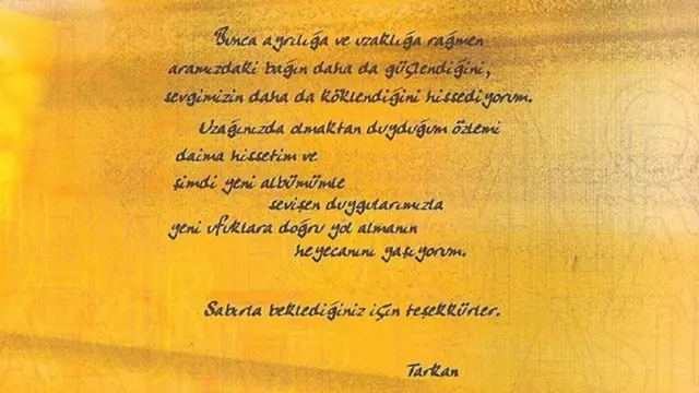 "Ölürüm Sana" albümündeki teşekkür yazısı