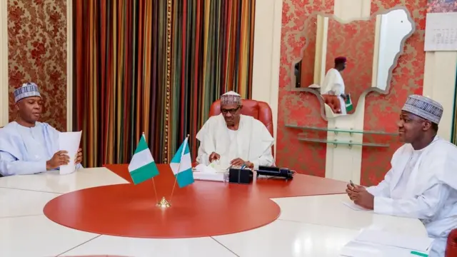 Aworan Buhari ati áwọn aṣáájú ilé