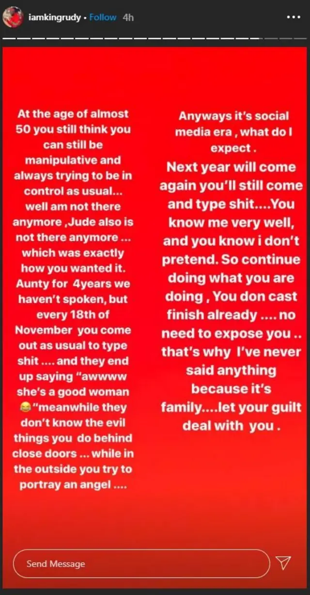 Paul Okoye instagram message to Lola Omotayo