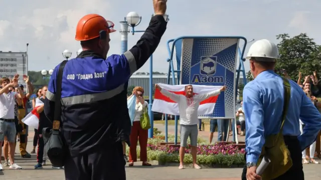 Протесты на предприятии Гродно-Азот 19 августа 2020 года.