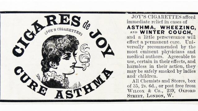 Publicidad de cigarrillos para el asma.