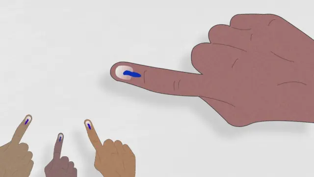 मसी लगाइएको नङ।