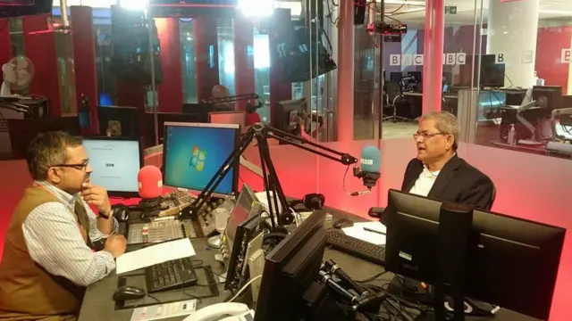 বিবিসি বাংলার স্টুডিওতে শাকিল আনোয়ারের মুখোমুখি মির্জা ফখরুল ইসলাম আলমগীর