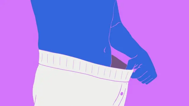 Ilustración de paciente mirándose la zona genital