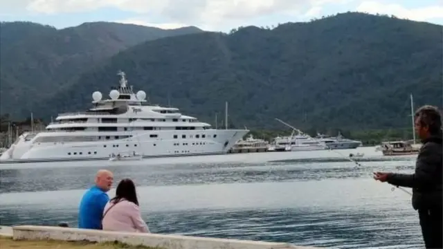 Sheikh Mansour luxury yacht off the Turkish coast