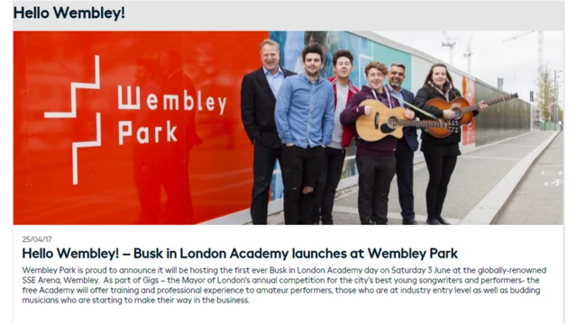 Chụp màn hình từ trang của Wembley Park