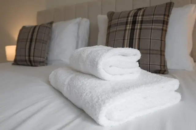 towels on a bed
