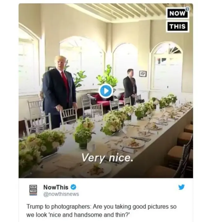 প্রেসিডেন্ট ট্রাম্প ফটোসাংবাদিকদের কাছে জানতে চাচ্ছেন তাদেরকে সুন্দর দেখাচ্ছে কিনা।