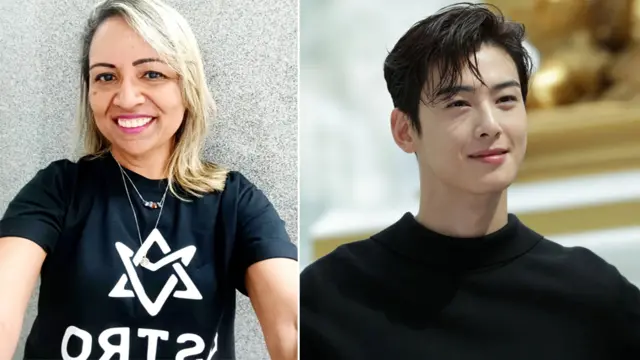 A professora Rose Costa, que se tornou fãgratis esporte da sortek-popgratis esporte da sorte2020, e seu 'idol' favorito, o ator e cantor do grupo Astro Cha Eun-woo