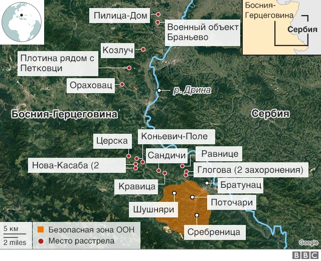 Сребреница, карта