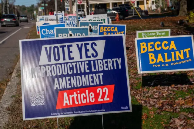 Carteles en Vermont.