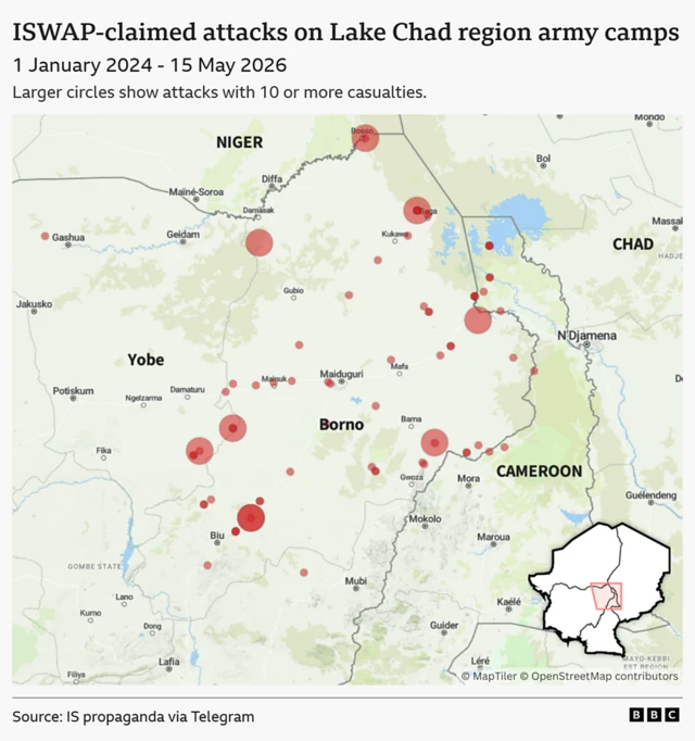 Carte des attaques de l'Iswap dans la région