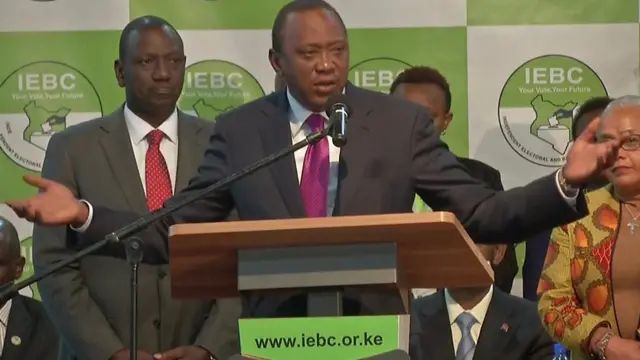 Kenyatta dey give speech after dem announce say im don win election