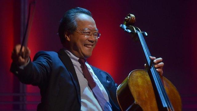 yoyo ma performing on The Andrew Marr Show in 2018.