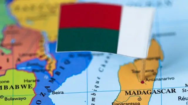 Detalle de mapa de Madagascar en África