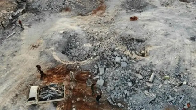 An aerial view of the site that was hit by helicopter gunfire during the US raid
