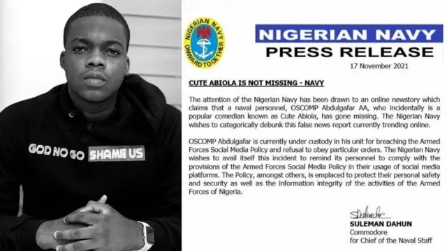 Cute Abiola not missing: Navy keep Comedian Abdulgafar Ahmed in custody - Lawyer