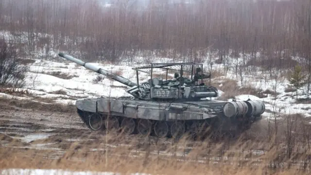 Танк во время совместных учений Беларуси и России