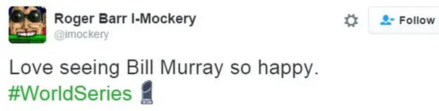 「ビル・マーレイがこんなに喜んでるのを見られて最高」というツイート