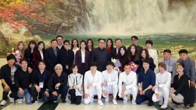 Kim Jong, həyat yoldaşı R Sol-ju və Cənubi Koreya ifaçıları