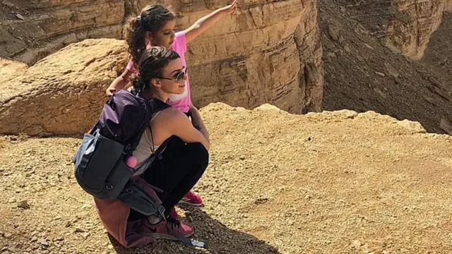 Bethany Alhaidari with her daughter in Saudi Arabia.