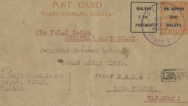 kartu pos ke Mandailing dari Malaysia.
