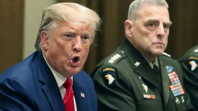 President Trump with Mark Milley head of Joint Chiefs of Staff
