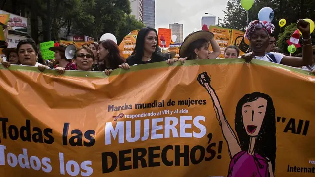 Mujeres en una manifestación en la Ciudad de México en 2008