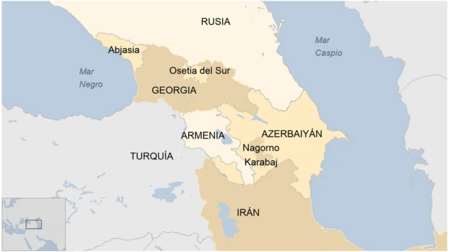 Mapa del Cáucaso.