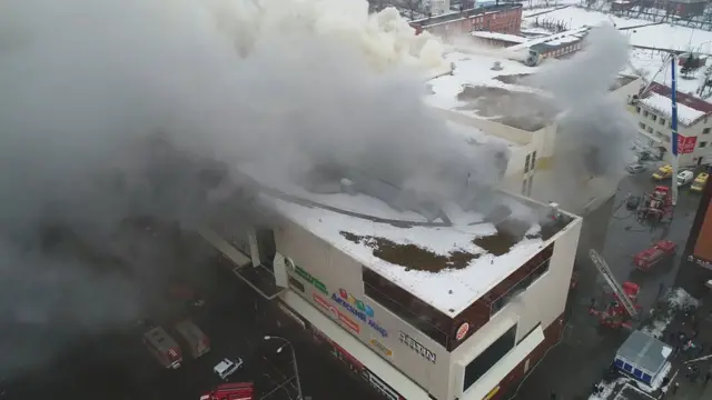 Горящий ТЦ "Зимняя вишня"