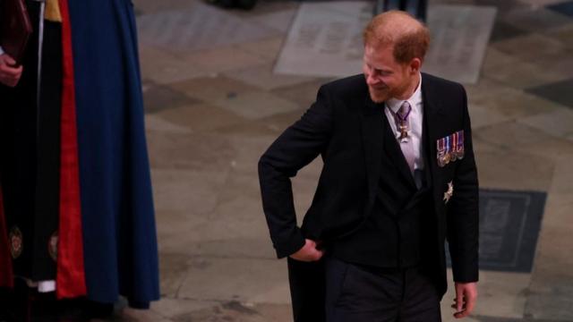 The Duke of Sussex arriving ahead of the coronation of King Charles III and Queen Camilla at Westminster Abbey, London. Picture date: Saturday May 6, 2023. PA Photo. See PA story ROYAL Coronation. Photo credit should read: Phil Noble/PA Wire