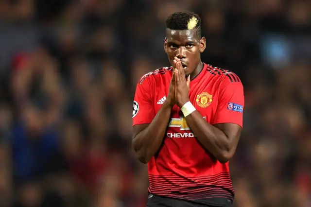 Pogba, lors du match de poule de la Ligue des champions entre Manchester United et Juventus à Manchester le 23 octobre 2018 