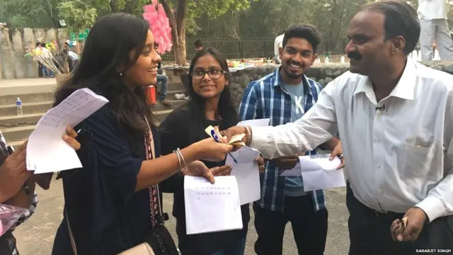 professor with students