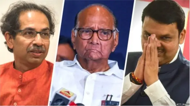 अजित पवार, देवेंद्र फडणवीस और शरद पवार