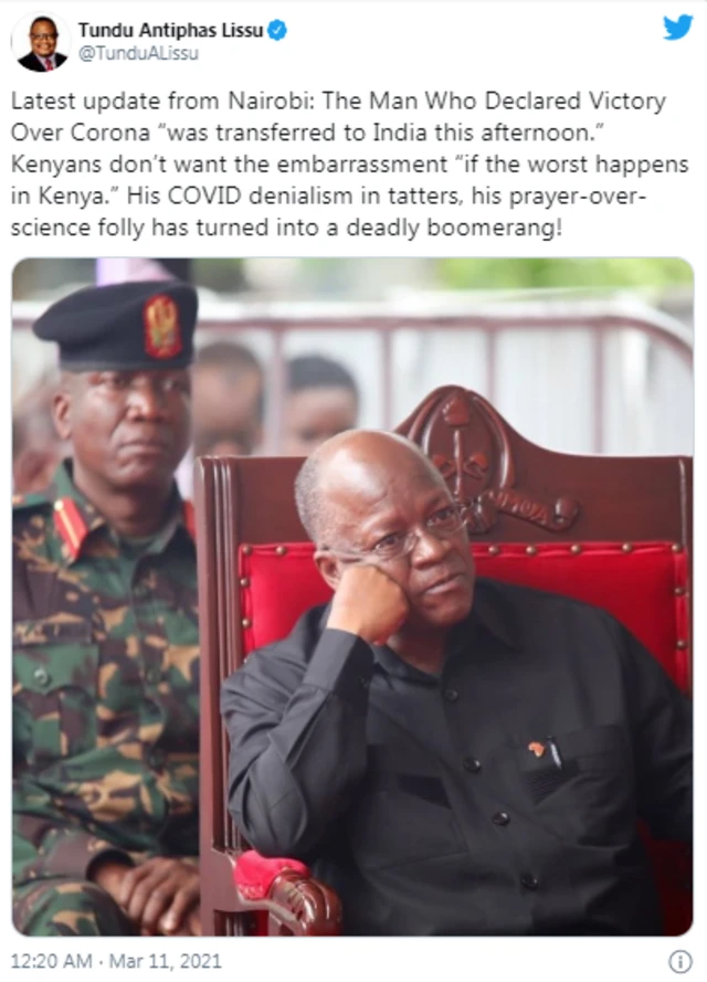 Dar es Salaam: John Magufuli, Tanzania leader dey miss ontop 'Covid-19 disease'