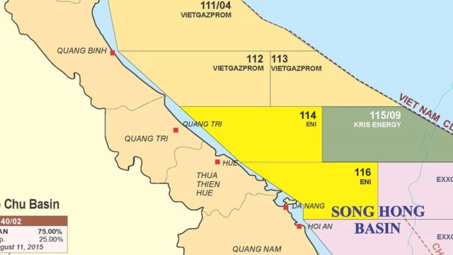 Vị trí Mỏ Kèn Bầu trong lô dầu khí 114 trên Bản đồ Dầu khí Việt Nam